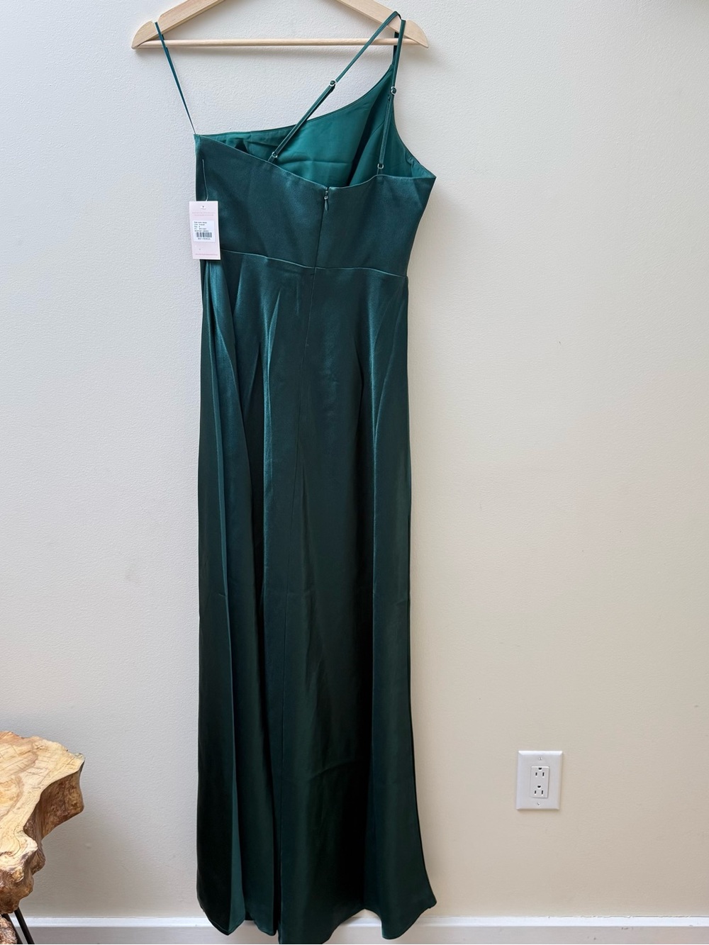 Birdy Grey One-Shoulder Kensie Emerald Satin Gown - Picture 7 of 9